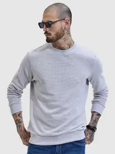 Snitch Men Self Design Pullover Sweatshirt