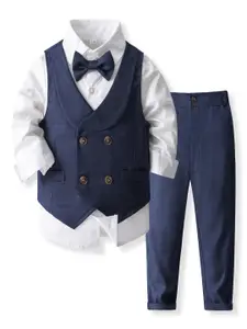 StyleCast x Revolte Boys Pure Cotton Shirt With Trouser & Waistcoat