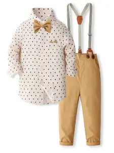 StyleCast x Revolte Boys Printed Pure Cotton Shirt With Trousers And Suspenders