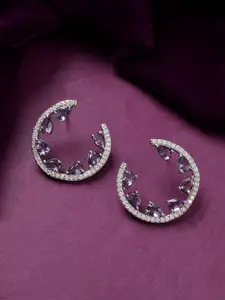 Voylla Royal Romance Rhodium-Plated Brass American Diamond Teardrop Shaped Studs