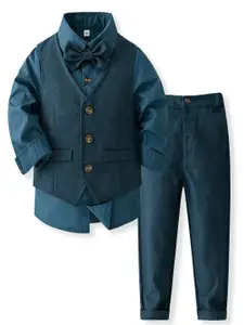 StyleCast x Revolte Boys Pure Cotton Shirt With Trouser & Waistcoat