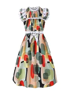 StyleCast x Revolte Girls Printed Cotton A-Line Midi Dress