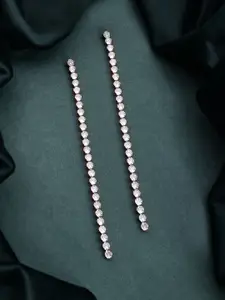 Voylla Timeless Sparkle Rose-Gold Plated Rhinestone Quirky Drop Earrings