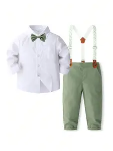 StyleCast x Revolte Boys Long Sleeves Pure Cotton Shirt With Trousers And Suspenders