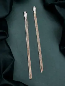 Voylla Timeless Sparkle Gold-Plated Brass Rhinestone Quirky Drop Earrings