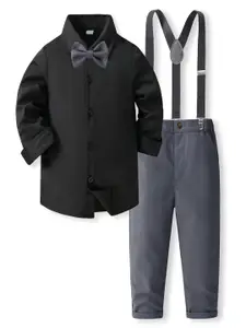 StyleCast x Revolte Boys Pure Cotton Shirt With Trousers And Suspenders
