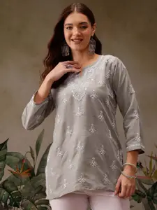 ADA Floral Embroidered Chikankari Chikankari Kurti