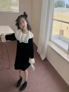 StyleCast x Revolte Girls Colourblocked Velvet A-Line Dress