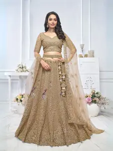 ODETTE Embellished Sequinned Semi-Stitched Lehenga & Unstitched Blouse With Dupatta