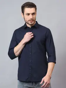 Cantabil Men Spread Collar Solid Cotton Casual Shirt