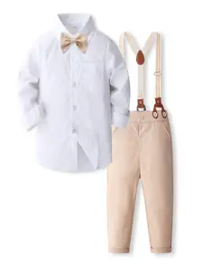 StyleCast x Revolte Boys Pure Cotton Shirt With Trousers And Suspenders