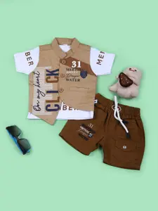 V-Mart Boys Printed Short Sleeves Pure Cotton Shirt With Shorts