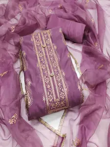 KIMISHA Paisley Embroidered Sequinned Unstitched Dress Material