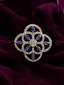 Voylla Rhodium-Plated AD Studded Royal Romance Juliana Statement Finger Ring