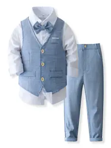 StyleCast x Revolte Boys Pure Cotton Shirt With Trouser & Waistcoat