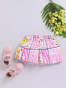 Happy Faces Girls Tweety Printed Pure Cotton Shorts with Bow Detail