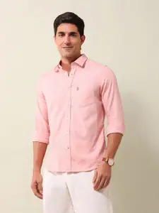 U.S. Polo Assn. Men Spread Collar Solid Cotton Casual Shirt