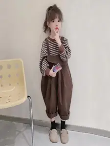 StyleCast x Revolte Girls Striped Round Neck T-Shirt With Trouser