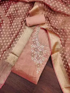 KIMISHA Floral Embellished Gotta Patti Unstitched Dress Material