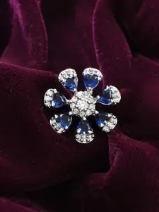 Voylla Rhodium-Plated American Diamond Stone Studded Royal Romance Hazel Ring