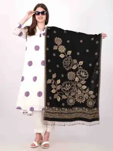 DressBerry Women Self Design Wool Acrylic Scarf With Tasselled