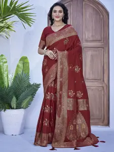 Satrani Ethnic Motifs Zari Pure Silk Banarasi Saree
