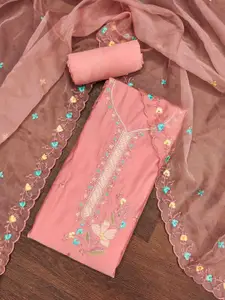 KIMISHA Floral Embroidered Sequinned Unstitched Dress Material