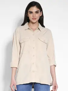 AMERICAN EAGLE OUTFITTERS Women Spread Collar Solid Casual Shirt