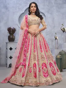 ODETTE Embellished Sequinned Semi-Stitched Lehenga & Unstitched Blouse With Dupatta