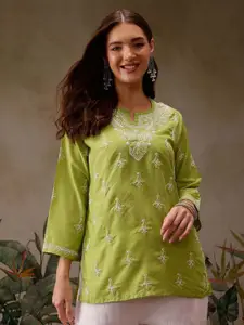 ADA Women Ethnic Motifs Embroidered Chikankari Chikankari Kurti