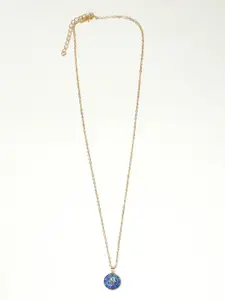 VIRAASI Gold-Plated Evil Eye Round Pendant with Chain