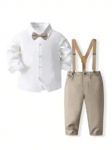 StyleCast x Revolte Boys Pure Cotton Shirt With Trouser & Suspenders