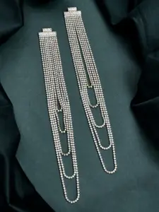 Voylla Timeless Sparkle Gold-Plated Brass Rhinestone Quirky Drop Earrings