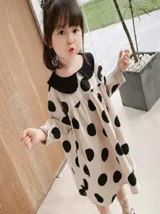 StyleCast x Revolte Girls Polka Dots Peter Pan Collar Cotton A-Line Dress