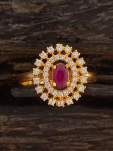 Kushal's Fashion Jewellery Embellished Bridal 92.5 Silver Gold-Plated Zircon- Finger Ring