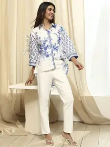 Biba Women Standard Fit Spread Collar Floral Printed Cotton Casual Shirt