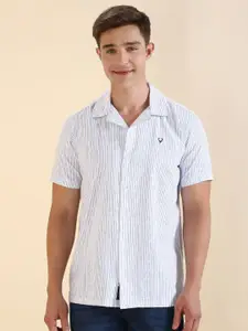 Allen Solly Men Custom Fit Cuban Collar Vertical Striped Cotton Casual Shirt