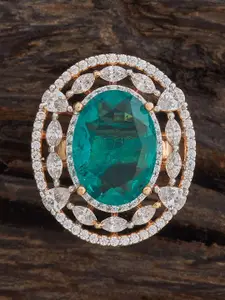 Kushal's Fashion Jewellery Rhodium-Plated Cubic Zirconia Embellished Bridal Pendant Set