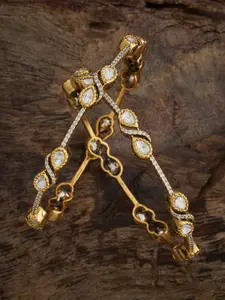 Kushal's Fashion Jewellery Embellished Bridal Set Of 2 Gold-Plated Kundan-Studded Bangles