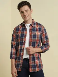 Allen Solly Men Custom Fit Spread Collar Tartan Checked Cotton Casual Shirt