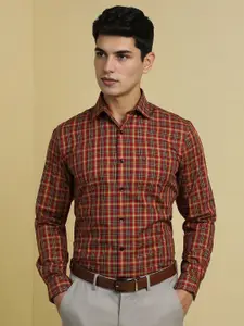 Allen Solly Men Slim Fit Spread Collar Tartan Checked Cotton Formal Shirt