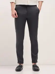 THE BEAR HOUSE Men Slim Fit Mid-Rise Formal Trouser