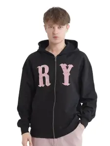 RARE RABBIT Men Printed Cotton Hooded Sweatshirt