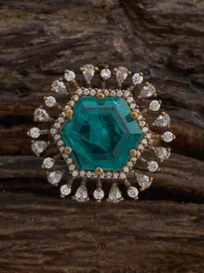 Kushal's Fashion Jewellery Rhodium-Plated Zircon Embellished Bridal Maang Tikka