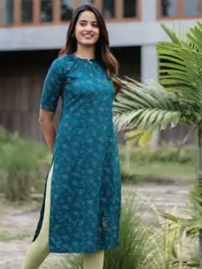 HAY Women Floral Printed Straight Liva Kurta
