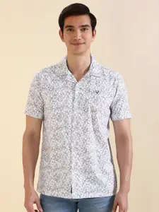 Allen Solly Men Custom Fit Cuban Collar Geometric Printed Cotton Casual Shirt