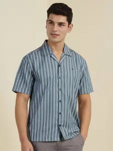 Allen Solly Men Cuban Collar Vertical Striped Cotton Casual Shirt