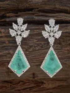 Kushal's Fashion Jewellery Ruby Rhodium Gold-Embellished Bridal Cubic Zircon Maang Tikka