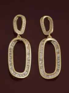 Kushal's Fashion Jewellery 92.5 Sterling Silver Gold Plated Zircon Geometric Drop Earrings