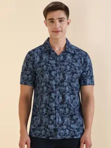 Allen Solly Men Custom Fit Cuban Collar Abstract Printed Cotton Casual Shirt
